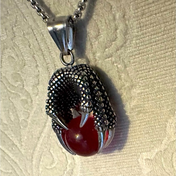 Necklace 24” with talons holding a glass ball. No stamp or signature. - Picture 3 of 4